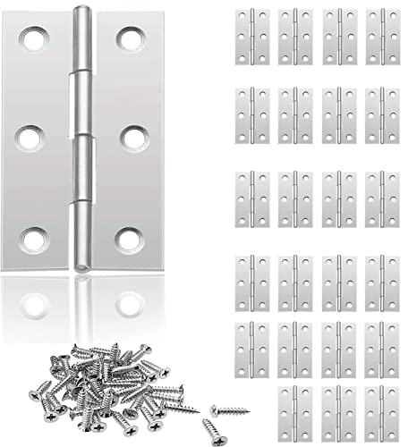 Xinlon 24 Stück Scharniere Klappbar, Türscharniere, Edelstahl, Silber, Gebürstet