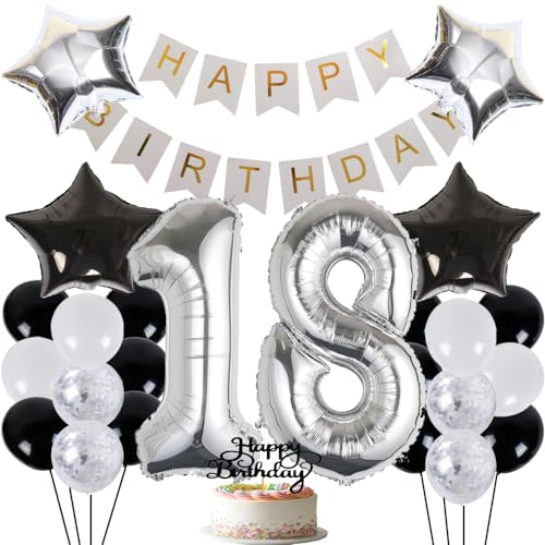Luftballon 18. Geburtstag Party Deko - Jungen & Mädchens Geburtstag Dekoration mit Ballons, Girlande, Konfetti & Latex Luftballons