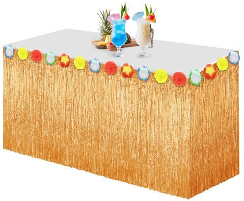 Morcheiong Luau Grass Tischrock, 2,9 m x 75,1 cm, Hawaii-Tischrock für Tiki, Dschungel, tropische Party-Dekorationen, Gelb, 1 Packung