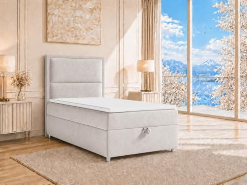 Best For Home Boxspringbett Trinity k-11 mit 7-Zonen Bonell-Federkernmatratze | Boxspringbett 90x200 | Boxsprintbett mit Matratze Und Stauraum | Polsterbett 90x200 - Lieferung bis Bordsteinkante