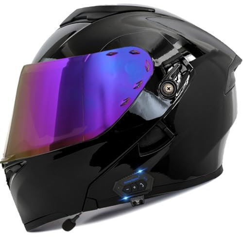 Casco Moto Cross Con Visiera Parasole Per Uomo E Donna, Casco Moto Integrale Per Turismo, Corsa, Scooter, Ciclomotori E Chopper, Con Certificazione ECE, Grigio A,XL/(61~62cm)