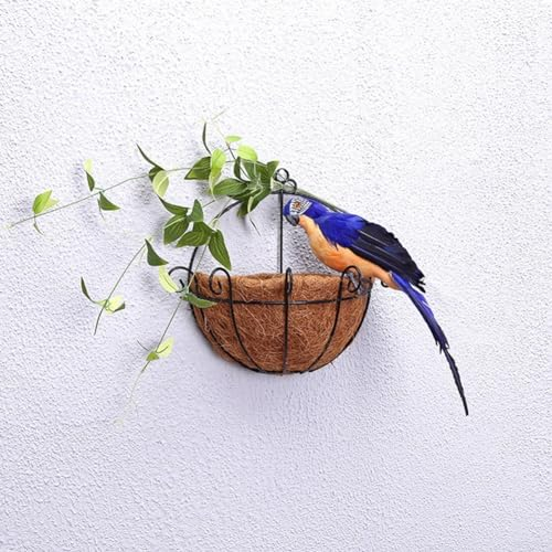 QOXEZY Mehrfarbiger künstlicher Papagei, realistischer gefiederter Vogel für Baum und Schulterpirat, 25 cm (Königsblau)