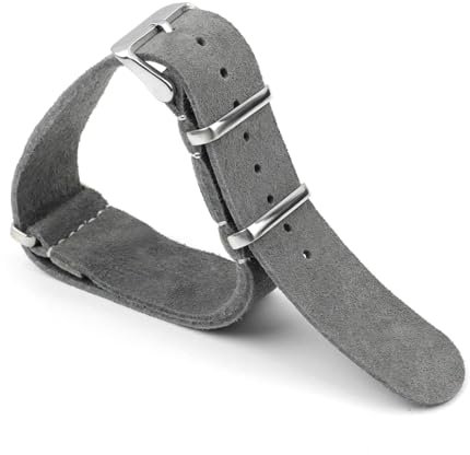 PUCHEN Weiches Wildleder-Armband, 18mm, 20mm, 22mm, 24mm, Nato-Uhrenarmband, Herrenuhr-Zubehör, Grau, 18mm
