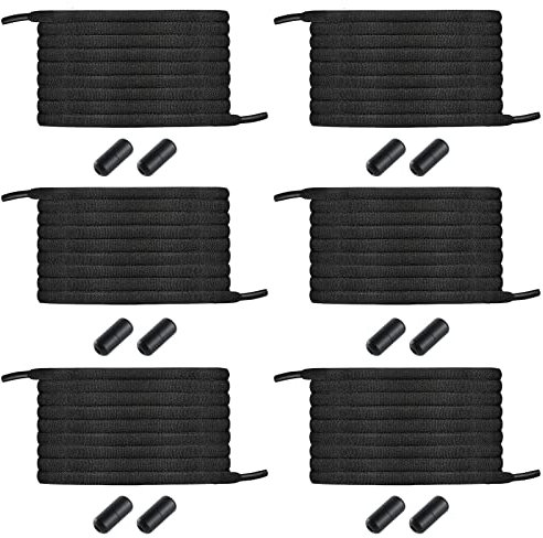 BOXLUNT Schnürsenkel Ohne Binden, 6 Paar Schleifenlose Schuhbänder Schnürsenkel mit Schnellverschluss, Elastische Schnürsenkel mit Metallverschluss No Tie Shoelaces für Laufschuhe Sporschuhe(schwarz)