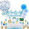 25 Stück Schulanfang Tortendeko, Tortendeko Einschulung, Einschulung Deko Kuchen Papierfächer für Junge und Mädchen Schulanfang Party Dekoration (Blau)