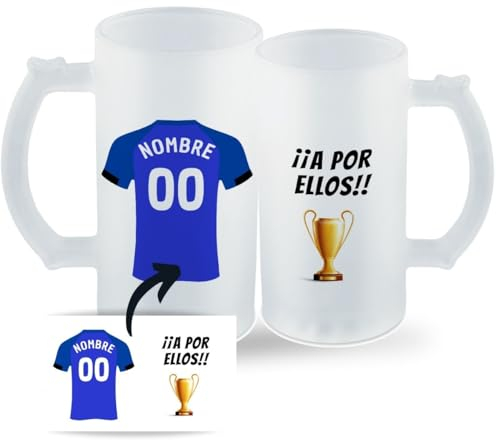 Jarra Personalizada Fútbol | Jarra de Cerveza F.C Getafe | Regalo Original para Aficionados del Futbol | Regalos Mundial Futbolistas | Balón de fútbol del F.C Getafe