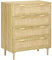 HOMCOM Kommode mit 4 Schubladen, Boho-Stil, aus Holz und Rattan, für Schlafzimmer und Eingang, 90 x 45 x 108,5 cm, Eiche
