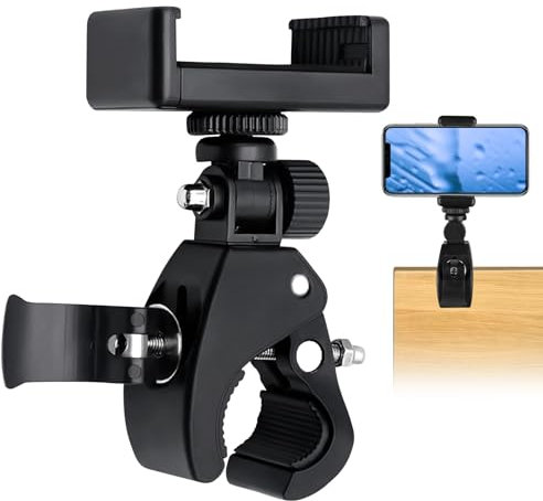 Colorich Mic Stand Phone Holder, 360° Rotation Microphone Stand Phone Holder Clip, Phone Holder for Mic Stand, Microphone Holder Clip Phone Holder for Live Streaming, Shooting Videos, Recording,Riding