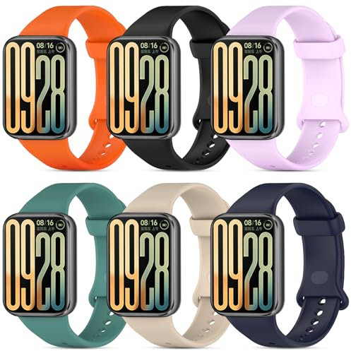 BDIG 6 piezas Correas Deportivas de Silicona Compatibles con Xiaomi Smart Band 9 Pro/8 Pro Mujer y Hombre, Pulseras de Repuesto Suaves Compatibles con Xiaomi Smart Band 8 Pro