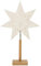 LED Universum - Papier Weihnachtsstern Tischleuchte Standstern weiß Holzfuß Dekostern mit Kabelschalter, E14 Fassung max 25W (ohne Leuchtmittel) 55cm Höhe (weiß/Holz - eckiger Fuß, 1 Stück)