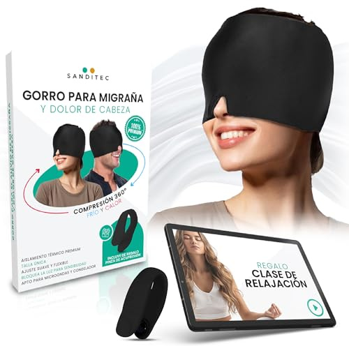 Gorro Migraña Frío, Alivio inmediato, 360°, Antifaz Migraña, Gorro de Gel | Migraña, Estrés, Dolor de Cabeza, Dos Regalos, Gorro de gel para migrañas, antifaz migrañas gel frío, 600g, pinza acupresión