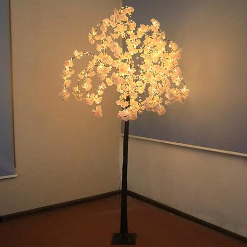HUGDSB Artificial Lighted Tree, Cherry Blossom Tree, Large (6ft), Pink, 500LED Lights, 8 Modes, Wedding Party Christmas Decor