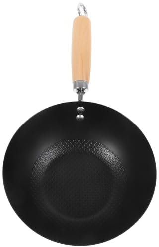 VOSAREA Small Iron Wok Frying Pan for Stoves Everyday Pan for Home Kitchen for Stir-Fry Cooking