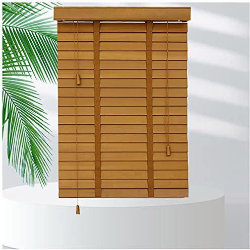 IBOWZ Blackout Blind, Brown Wooden Venetian Blinds, Horizontal Window Blinds, Solid Wood Blinds, Thermal Insulated Venetian Shades for Kitchen/office