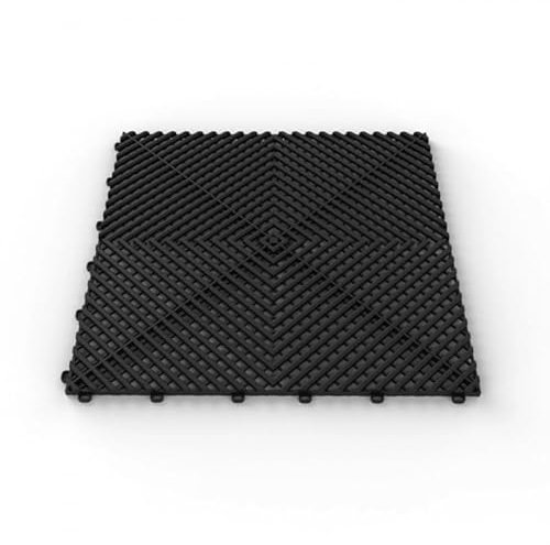 Azulejos para suelos de encastre, conducable, drenante, rejilla de plástico antideslizante, garaje, taller, concesionario, carrocería, autolavado, casa, terraza (negro)
