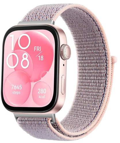 Vancle Compatibile con cinturino Huawei Watch Fit 3 / Huawei Watch Fit 4 / Fit 4 Pro, braccialetti di ricambio in nylon, cinghie traspiranti regolabili con velcro per donna e uomo, Rosa, Taglia unica