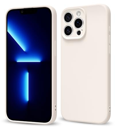 Svaove for iPhone 13 Pro Max Phone Case Liquid Silicone, Thin Ultra Slim Minimalist Phone Cover, Girly Cute Plain Bright Solid Color Matte Soft Rubber Jelly Gel Plastic TPU Bumper, Beige Cream