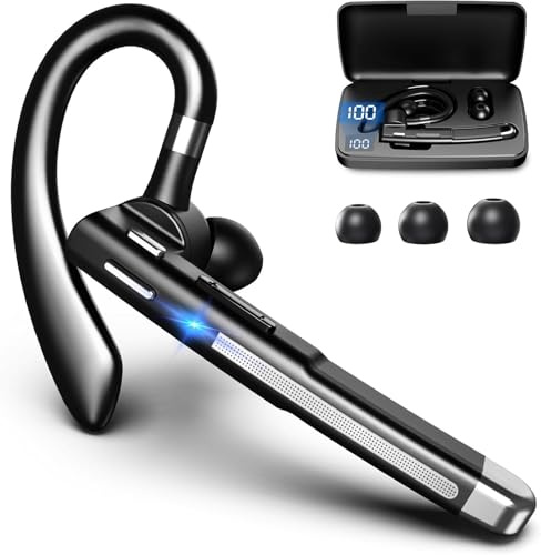 Bluetooth-Headset, kabelloser Bluetooth-Ohrhörer mit Mikrofon, Trucker-Headset für Handyhülle, Büro-Telefone, integriertes Mikrofon, Kopfhörer, Manos, Bibliotheken, Geräuschunterdrückung (Schwarz +