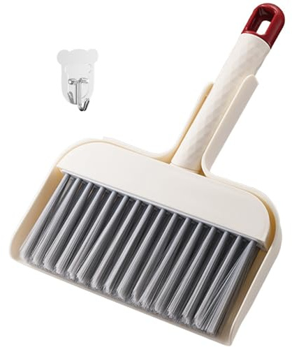DWPVT Mini Broom and Dustpan Set - Compact Cleaning Kit for Home, Car, Camping, Pet Hair, Small Spaces & Travel | Durable Hand Broom Dustpan Combo | Portable Desk Broom Set with Brush and Hook