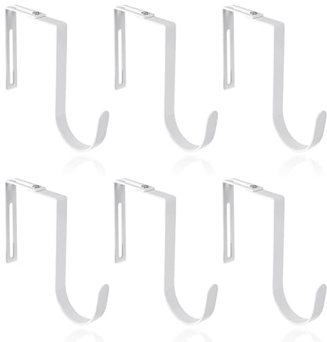 Fukaisu 4pcs Adjustable Cubicle Hooks, Heavy Duty Over The Door Hanger Hooks for Clothes Organizer Towel Rack Coat Hat Wreath for Home Bedroom Bathroom No Drilling Required Hanging Tool (White)