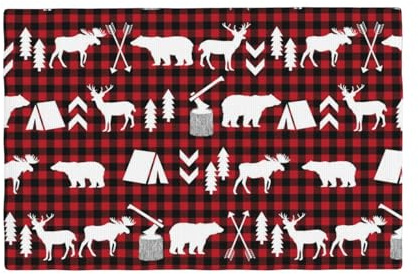 YFSGDLBN Cow deer tree christmas printed Imitation Linen Placemat Decorative Table Mat