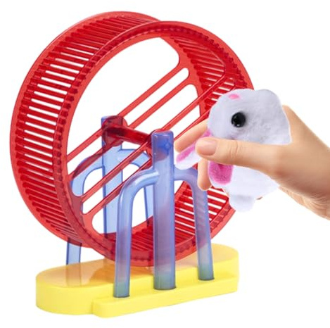 Yonuaret Pet Toys for Kids - Animal Pet Toys Bunny | Simulation Plush Hamster Electric with Stand Exercise Wheel Dog Child Entertainment for Desk Home Indoor Play