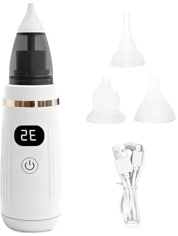 Aspiratore nasale elettrico bambino con 5 livelli di aspirazione regolabili e punte in silicone, per neonati e bambini piccoli, per la pulizia sicura del naso per neonati e neonati