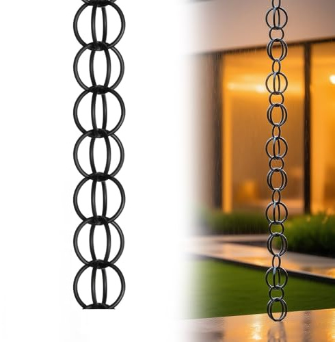 eryssgbf Praktische und stilvolle Kupfer-Regenkette, Outdoor-Regenketten, Regenkette, Regenwasserfänger, Perfekter Ersatz für Fallrohre (für Ring) 1.2m(4ft)