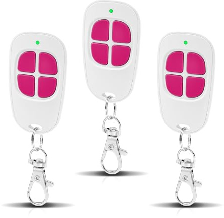 AAM0049 - Mando a distancia para puerta y garaje (compatible con SCS Sentinel, 433,92 MHz, 4 canales, código secreto, giro y alcance largo, color rosa