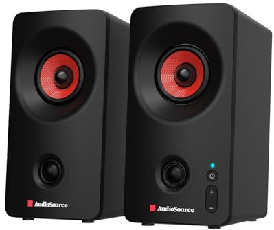 Audiosource Desktop PC Speakers with Bluetooth 5.3, USB-C Plug & Play, 2.0 Stereo Computer Speakers with Dual 2 Drivers, AUX Input, LED Indicator, Compact Design for PC, Laptop & Home Office (Black)