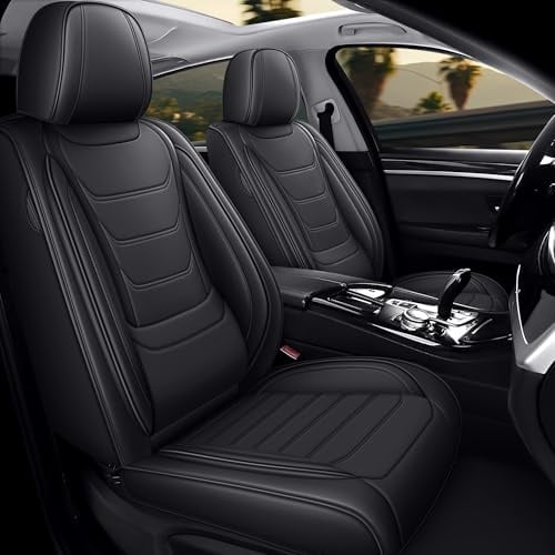 Hukl autositzbezüge für Volkswagen Tiguan 1999-2026,Passgenau Abriebfest Pflegeleicht Echtleder 5-Sitzer Komplettset(Schwarz)