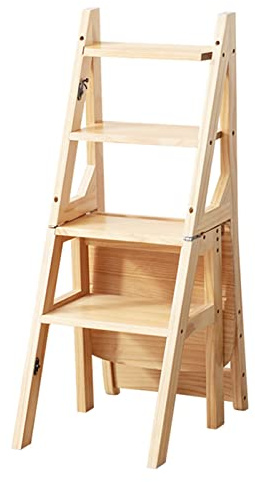 scaletta a gradini Scaletta Sedia in legno Sgabello 4 Scale pieghevoli Cucina di casa Libreria Gradino pieghevole multifunzione