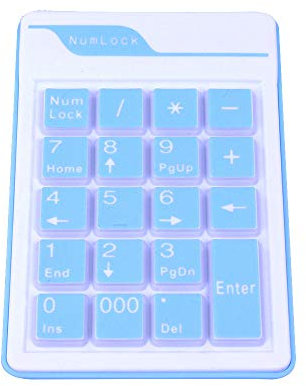 Kalea-INFORMATIQUE Teclado Adicional USB de Silicona, con Teclado de 19 Teclas. Color Azul, a Prueba de Salpicaduras. con Cable retráctil