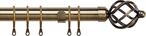 Speedy Pristine Extendable Cage curtain pole , 120 cm - 210 cm , Antique Brass