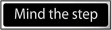 CenturionMind The Step Sign - Self-Adhesive PVC - Black and Chrome Effect - 200mm x 50mm