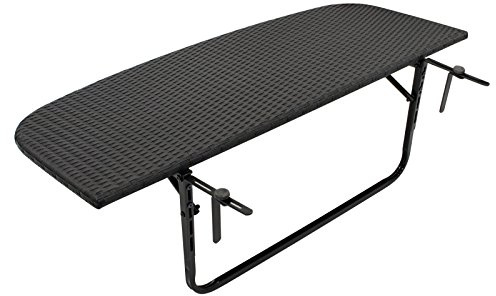DEGAMO Balkonhängetisch Hängetisch 120x40cm, Gestell Metall, Tischplatte Polyrattan schwarz, klappbar