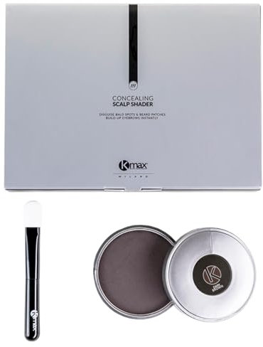 Kmax Scalp Shader - Fondotinta per capelli coprente effetto volumizzante con applicatore, Polvere per capelli waterproof a lunga tenuta, mascara per capelli confezione da 35 gr - Bianco