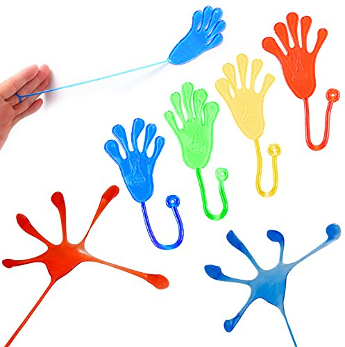 Oblique-Unique® 12 x Klebehand - Glibber Klatschhände - Extra Groß im Megapack - Kindergeburtstag Party Mitgebsel