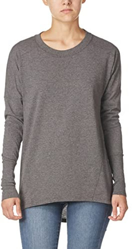 Fruit of the Loom Women's Essentials All Day Long Sleeve Scoop Neck T-Shirt, Black Heather, Medium