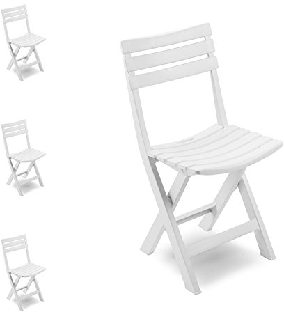 Mojawo 4 Stück Bequemer Klappstuhl Campingsessel für Terrasse Garten Balkon und Camping witterungsbeständiger Klappsessel Weiß Outdoor