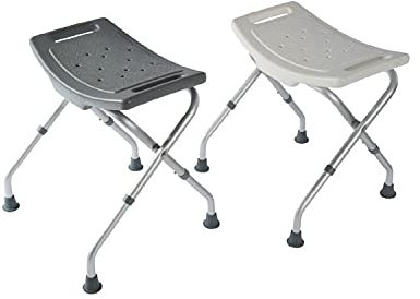 Identités, Sgabello da doccia pieghevole Bora, Ultra-compatto, seduta ampia e anatomica, sgabello antiscivolo, maniglie di sollevamento, moderno, regolabile in altezza, colori grigio