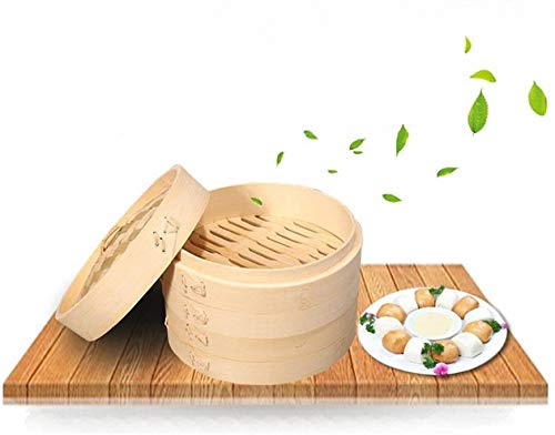 Premium Bio Bambus Dampfer Große 2-Ebenen Mit Deckel Stark Langlebig Und Verstärkt Beste Gesunde Küche Für Dim Sum Gemüse Fleisch Fisch