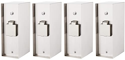 Novatool 4X Steckdosenverteiler I 3 Fach I Dämmerungs-Sensor I Edelstahl I Silber gebürstet I Eckig I IP44 I Steckdose Aussen Gartensteckdose Outdoor Steckdosesäule Garten Steckdosenturm