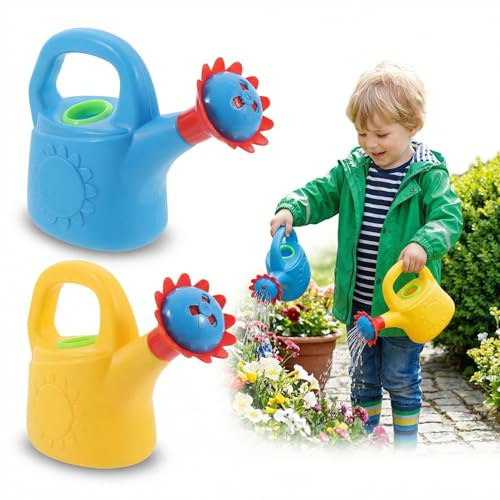 NUOBESTY 2pcs Kids Watering Can Bath Toys, Plastic Water Jug for Toddler | (Random Color) Garden Beach Sand Play, Baby Sensory Sprinkler Pouring Pot, Paddling Pool Accessories