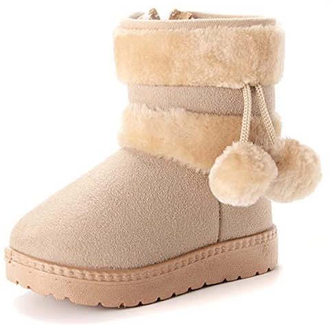 Vorgelen Bambine e Neonato Carino Stivali da Neve Morbide Fodera Calda Stivaletti Ragazze Inverno Scarponi da Sci all'aperto (152 Beige 19 EU = Etichetta 20)