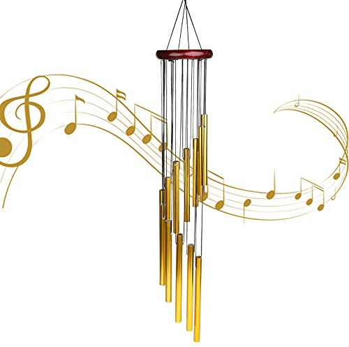 LXQ Wind Chimes Garden Wind Chime with 12 Aluminum Tubes Wind Chimes Outdoor with S Hook Stepped Wind Chimes for Garden, Balcony, LIving Room, Yard, Terrace, M(LXB2529A001UK)