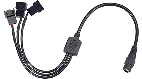 sourcing map Fan Power Supply Cable DC 5.5mmx2.1mm to 3 Port 3 Pin or 4 Pin Output Plug 13.8 Inch