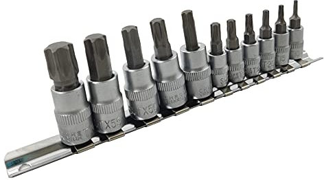 Star Socket Bit Set TRX Torx TX Male Sockets 1/4 & 3/8 Drive T10 - T60 Bits