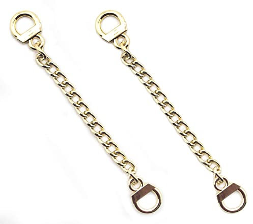 HAND® Set of 2 Gold Tone Metal Sew On Metal Coat Hangers Hanging Chain Loops - 8.5 cm Long