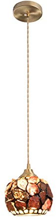 Jadssox Pendelleuchte im Tiffany-Stil, mehrfarbige Kuppel-Hängelampe, rustikale kleine Kronleuchter-Deckenleuchten aus Buntglas, E27-Hängeleuchten für die Bauernhausküche